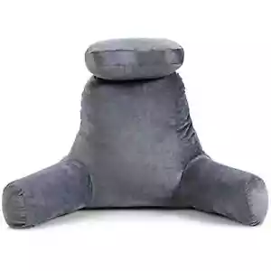 Detachable Big Bed Rest/Reading Pillow w/ Support Arms Plush & Memory Foam Fill - Picture 1 of 5