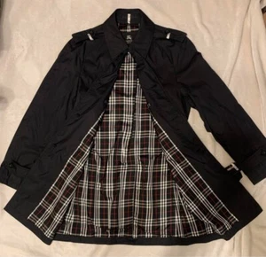 Burberry Black Label trench coat Nova check Men's Black polyester Size L (US:M) - Picture 1 of 9