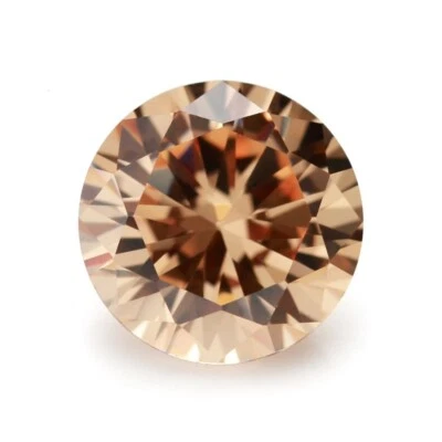 AAAAA Champagne 10MM 6.08CT Round Faceted Cut Shape CZ VVS Loose Gemstones - Image 1 of 4
