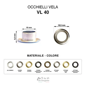Occhielli vela VL40 in alluminio ferro ottone Ø 18,5 mm 100 pz anelli metallo - Imagen 1 de 16