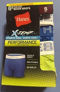 Hanes Boys X-Temp Performance Boxer Briefs 5+1 Bonus Packs Breathable Size S - Picture 1 of 3