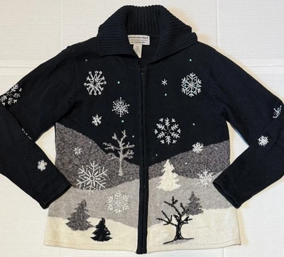HEIRLOOM COLLECTIBLES - Suéter para mujer 2004 Navidad Invierno Copos de nieve - Pequeño Foto 1 de 4