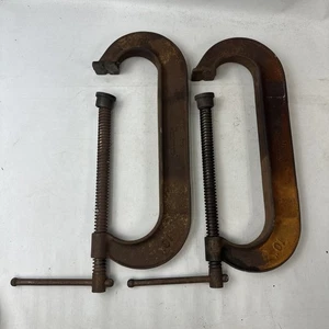 Set Of 2 Jorgensen 110 Heavy Duty 10” C-Clamps Vintage Work Properly - Picture 1 of 12