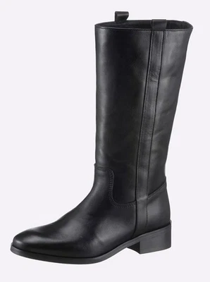 Mode von Heine Damen Schuhe Stiefel Kurzstiefel aus Leder schwarz NEU