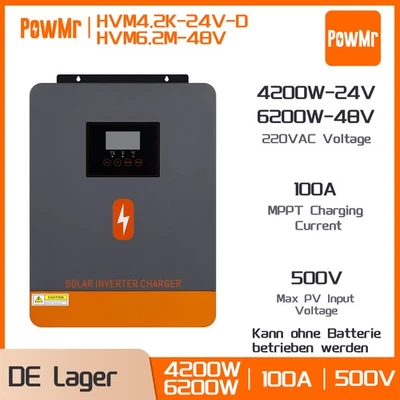 POWMR 4200W 24V 6200W 48V Solar Wechselrichter Inverter MPPT Hybrid 120A Laderegler ﻿