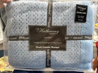 Vintage Hathaway Collection By Emma Barclay Plush Cellular Blanket Blue Double - Image 1 of 4