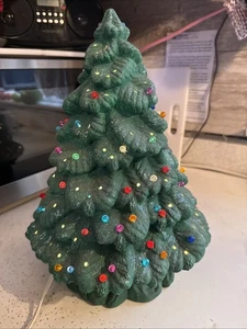 Vintage Christmas Tree Light Up Ceramic Handmade - Picture 1 of 8