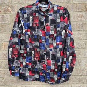 Desantis By Martin Alvarez Blouse Women's 100% Silk Shirt Sz M Paisley Italian - Picture 1 of 14