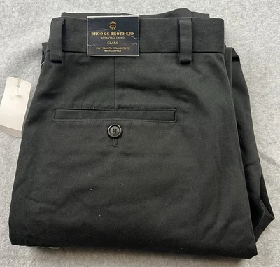 Brooks Brothers Clark Men’s Chino Pants Black W32 L30 Wrinkle Free Straight NWT - Image 1 of 4