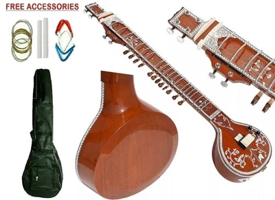 Sitar de viaje eléctrico indio profesional Tun madera clásica + bolsa y mizrab Foto 1 de 4