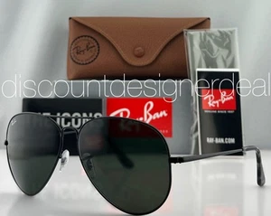 Ray-Ban Aviator Sunglasses Black Frame Classic G-15 Green Lens RB3689 9148/31 62 - Picture 1 of 8