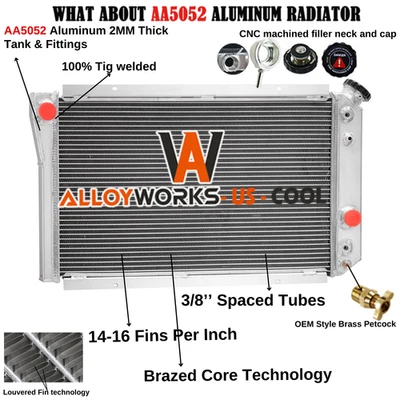 For 1984-1990 85 87 Chevy Corvette 5.7L S10 Blazer AT MT 3 Row Aluminum Radiator - Image 1 of 4