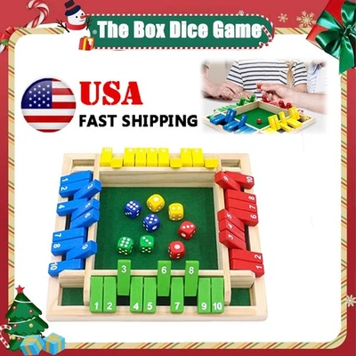 Shut the Box Dice Game Wooden Board Math Number Game Family for 1-4 Players ET - Image 1 of 4
