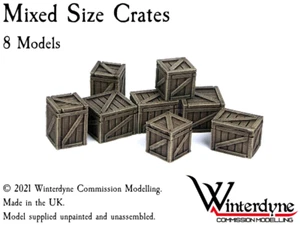 Mixed Size Crates (4 sizes, 2 of each) 28mm / 1:48 / O / On30 - Picture 1 of 2
