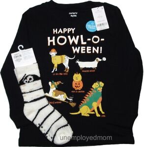T-shirt Halloween chaussettes garçon chiot hurlement-o-ween haut T-shirt sorcière dinosaure dalmate 4T