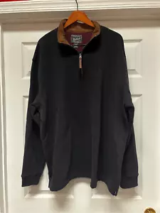 Woolrich Black & Tan Faux Suede Collar Quarter Zip Sweatshirt sz XXL EUC - Picture 1 of 6