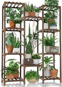 Bamworld Plant Stand Indoor Outdoor Tall Plant Shelf for Multiple Plants Pots - Picture 1 of 7