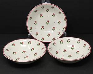 Johnson Brothers England BONJOUR Cereal Bowls Set of 3 Red Tulips 6.5" - Picture 1 of 5