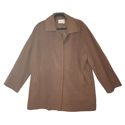 Marisa Minicucci Womens Brown Baby Alpaca Wool Long Sleeve Collared Coat Size 16 - Image 1 of 4
