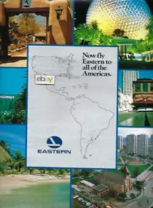 EASTERN AIRLINES FLIEGEN JETZT NACH ÖSTLICH NACH GANZ AMERIKA 1980er ANZEIGE - Bild 1 von 3