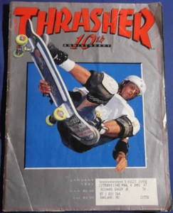 THRASHER MAGAZINE-JAN 1991- 10TH ANNIV. TONY HAWK CHRISTIAN HOSOI-VINTAGE - Picture 1 of 11