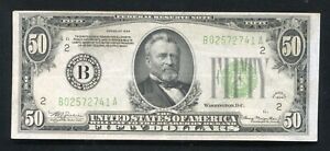 1934 $50 FIFTY DOLLARS FRN FEDERAL RESERVE NOTE NEW YORK, NY EXTREMELY FINE