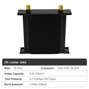 Aluminum 25 Row Oil Cooler AN6 Engine Transmission 128MM 9/16-18 UNF Black  - Picture 1 of 12