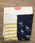 John Lewis Baby Cotton Rich Bird and Stripe Tights 2 Pack / Multi 0-6 Months