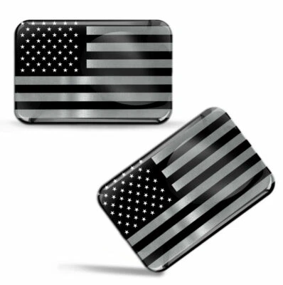 3D Silicone USA American America Flag Stickers Decals Car Emblem Badge Silver - Image 1 of 4