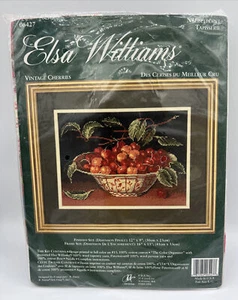 Raro kit ricamo arazzo punto ago Elsa Williams 6427 ciliegie vintage nuovo con scatola - Foto 1 di 11