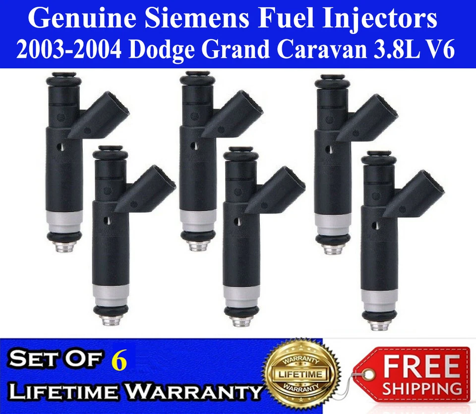 Juego de 6 inyectores de combustible Siemens OEM para Dodge Grand Caravan 2003-2004 3,8 L V6 Foto 1 de 1