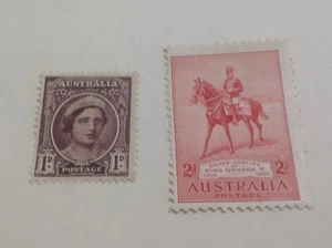 Australian 1d Queen Elizabeth and 2d red 1935 Silver Jubilee mint - Picture 1 of 2