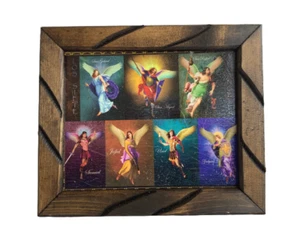 7 Arcángeles Imagen En Cuadro Rústico De Madera 9"x11" Religious Frame - Picture 1 of 2