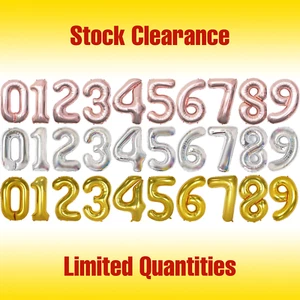 Number Balloons 32 & 40 inch Helium Air Large Foil Rose Gold Silver Gold - Picture 1 of 42