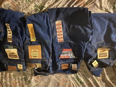 denim jeans men 34x34 and 34x32 one Wrangler size 34x34 1 schmidt 34x32 5-pocket - Image 1 of 4