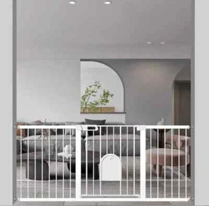 New-72 " Extra Wide Baby Gate with Cat Door, Auto Close Pet Gates Dog Gate - Picture 1 of 3