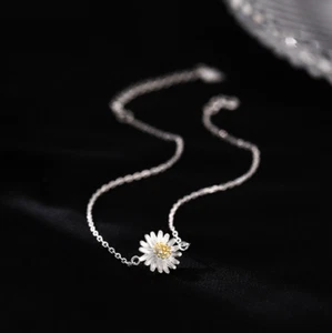 Flower Daisy Chrysanthemum Silver SP Ankle Bracelet Chain Foot Anklet - Picture 1 of 2