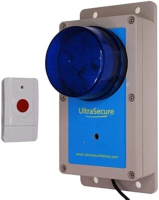 Wireless Panic Alarm 40 Decibel Buzzer With Blue LED Flashing Light & EMG Button - Image 1 of 4