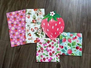 Lot Of 5 Strawberry Paper Napkins - Picture 1 of 6