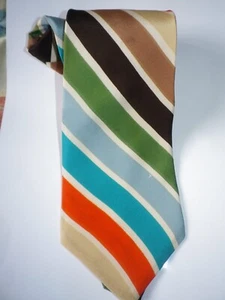 Mens Printed silk tie, 9cm, orange blue stripe, free shipping - Picture 1 of 3
