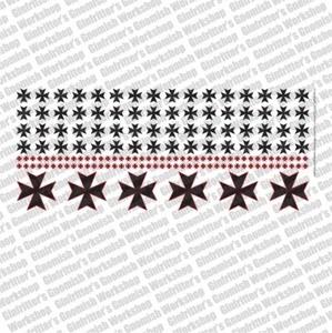 BLACK & RED TACTICAL SCALE IRON CROSS WATERSLIDE DECALS COMPATIBLE W/ WARHAMMER - Picture 1 of 2
