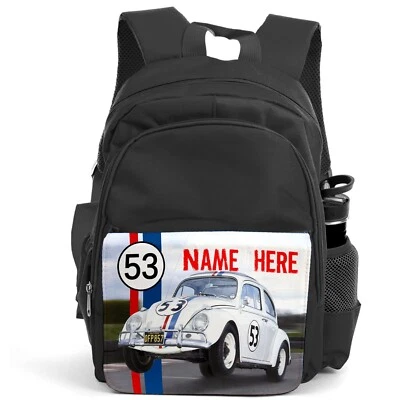 KRAFTYGIFTSUK Personalised Herbie Backpack Boys School Bag Childrens Race Car Rucksack HERBIE