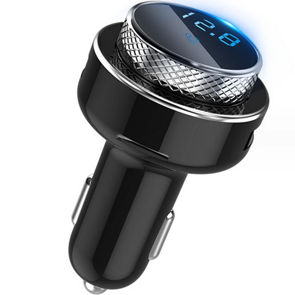 Cargador inalámbrico para automóvil Bluetooth transmisor FM encendedor de cigarrillos adaptador USB doble Foto 1 de 4