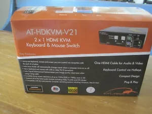 New Atlona AT-HDKVM-V21 2 X 1 HDMI KVM Keyboard and Mouse Switch FREE SHIPPING - Picture 1 of 4