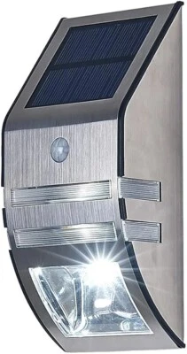 2 Piezas Luces Solares Exterior Montaje Pared Inoxidable con Sensor de Movimiento Foto 1 de 4