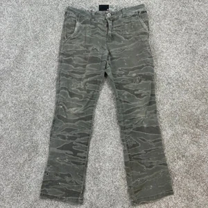 Quicksilver Camo Pants Mens Distressed 36 x 32 Limeted Collection Tiger Green - Picture 1 of 13