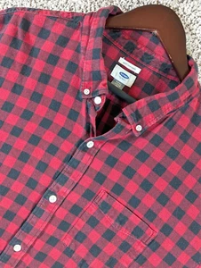Old Navy Checkered Flannel Button Up Shirt Men's 3XLT Red and Black Plaid - Picture 1 of 8