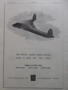 1/1948 PUB FLIGHT REFUELLING VALVE ARMSTRONG WHITWORTH AW-52 FLYING WING AD - Bild 1 von 2