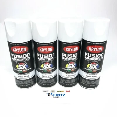 KRYLON 2727-4 PACK Gloss White All-In-One Fusion Paint & Primer - No-Peel - 12oz - Image 1 of 3