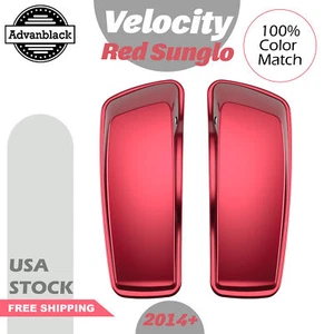 Advanblack Velocity Red Sunglo Normal Stretched Saddlebag Lids Fits Harley 14+ - Picture 1 of 10
